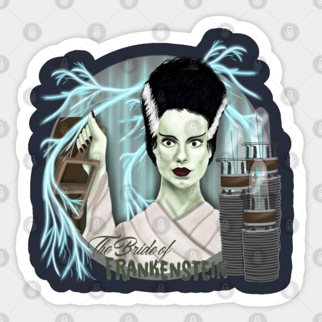 The Bride of Frankenstein Sticker by KataMartArt